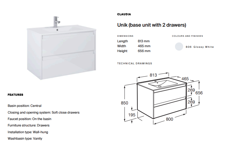 CLAUDIA UNIK 80CM 2DW GLWH-A851926806-ROCA BULGARIA - Image 3